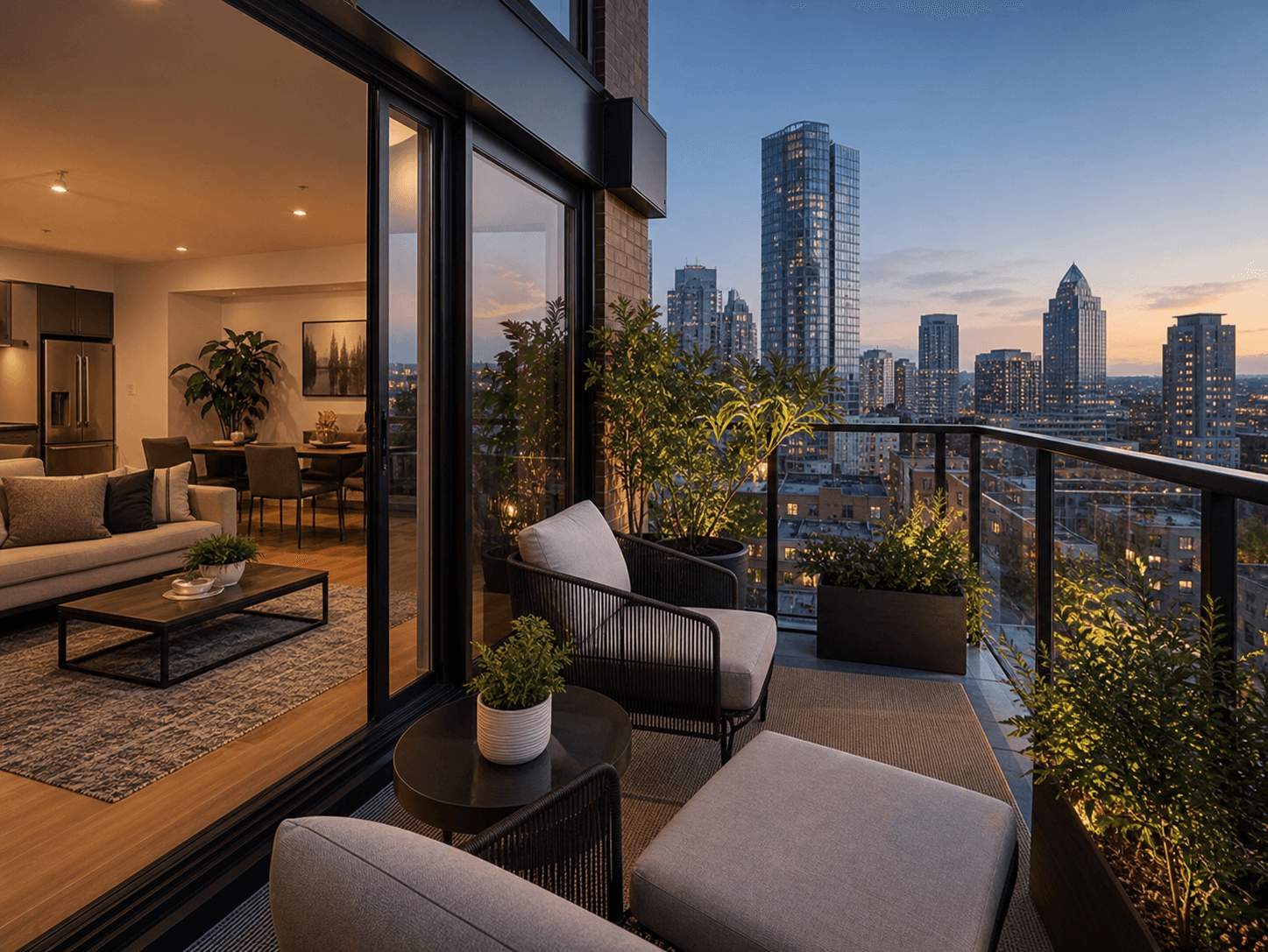 Austin skyline balcony apartment exterior